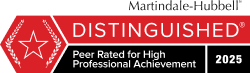 Distinguished by Martindale-Hubbell, Peer Rated for High Professional Achievement